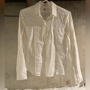 White Button up blouse with polka dot emboidered detail